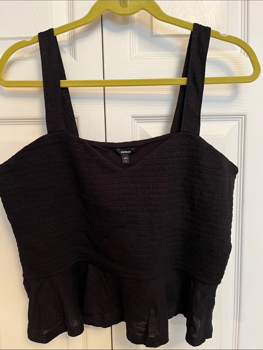 Express Black Textured Peplum Tank Top